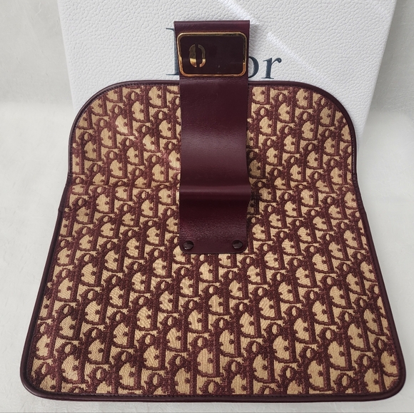 Auth Dior 30 Montaigne Trotter Canvas Bordeaux Clutch - Picture 9 of 12